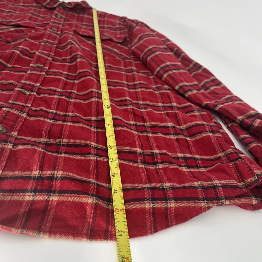 Banana Republic Mens Flannel‎ Chore Shirt Red Plaid Cotton Work Shacket XL  Tall